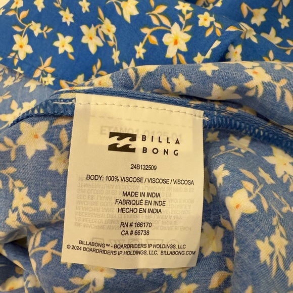 Billabong 90s Babe Mini dress, Blue with Yellow Floral Pattern, large - Picture 6 of 13